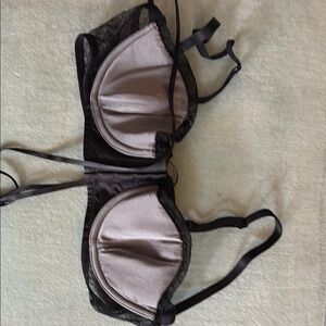 Elegant Black and Gray Lace Bra